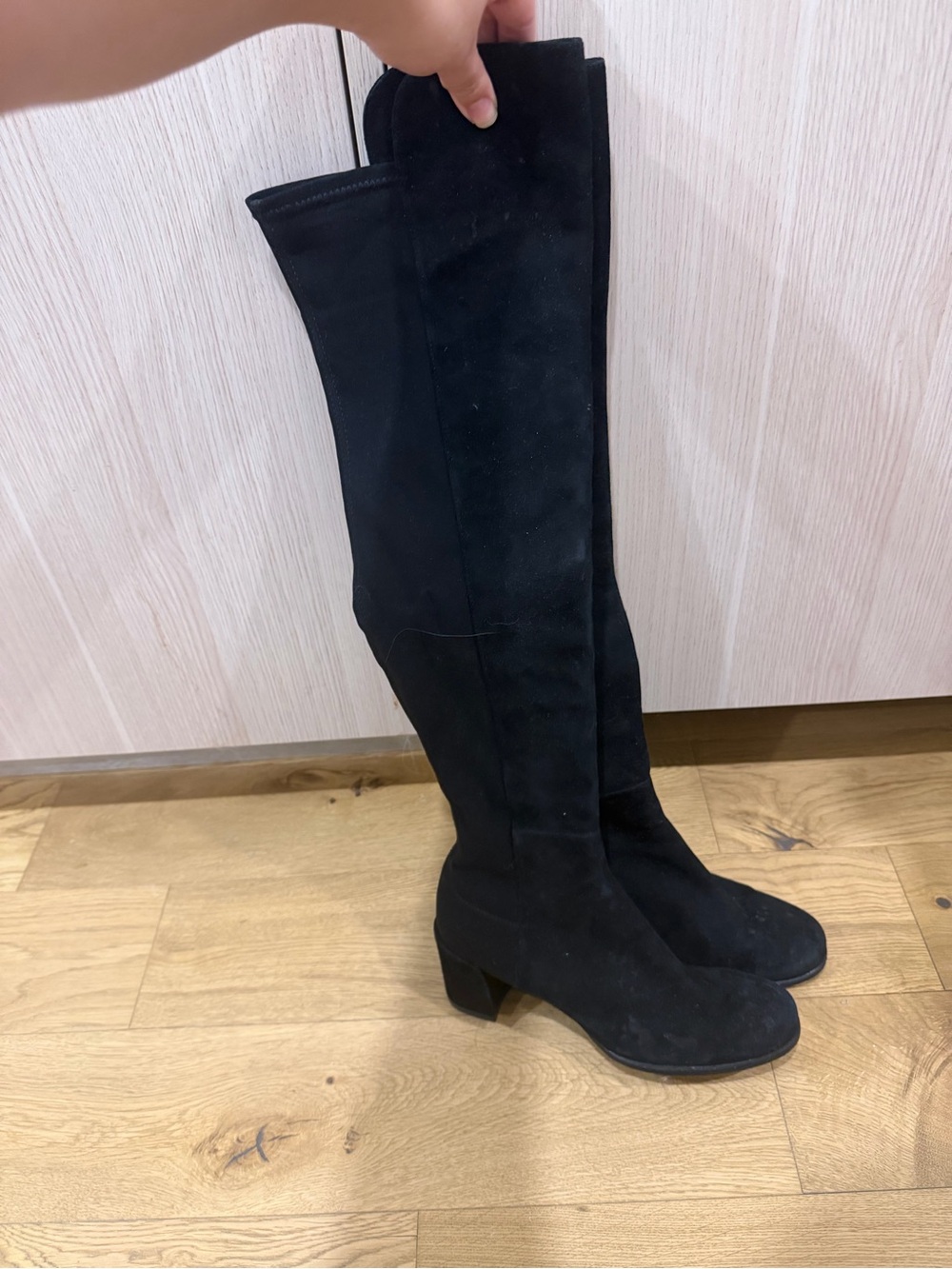 Stuart Weitzman Black Suede 50/50 Block Boot